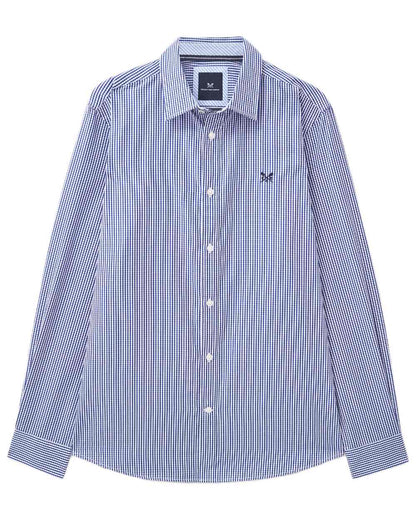 Ultramarine Heritage White Coloured Crew Clothing Mens Classic Micro Gingham Shirt on white background 