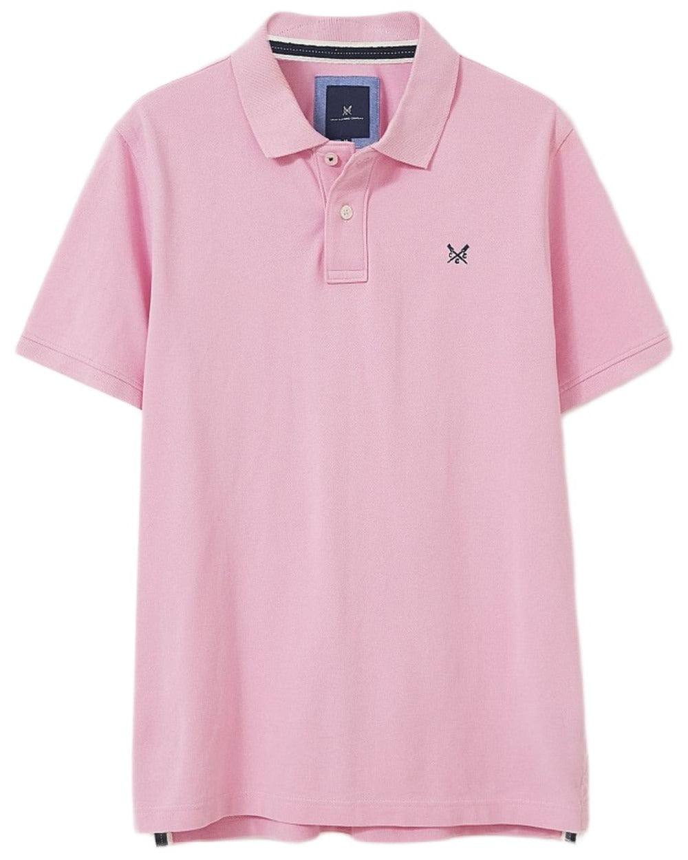 Heritage Classic Pink Coloured Crew Clothing Mens Classic Pique Polo Shirt on White Background
