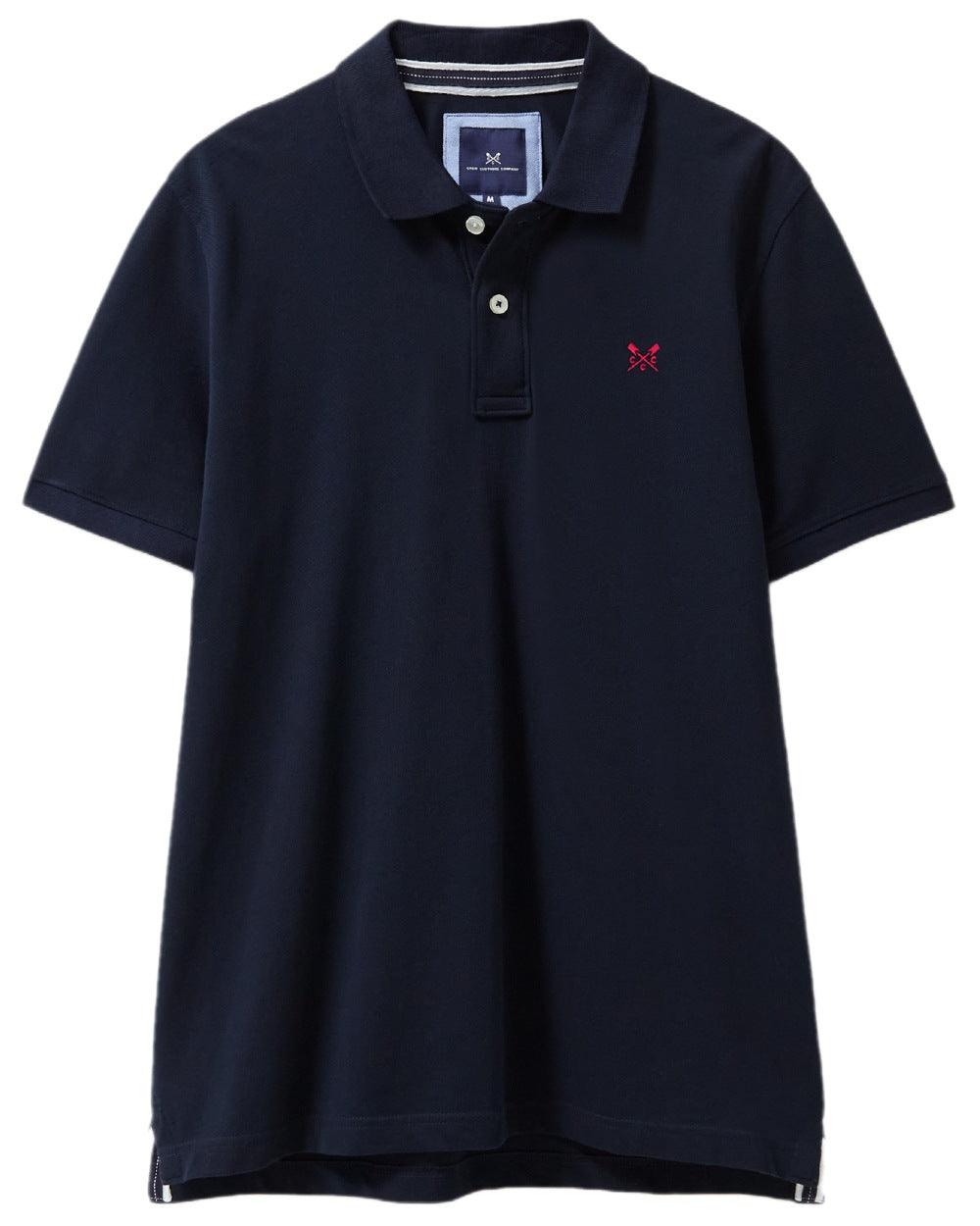 Heritage Dark Navy Coloured Crew Clothing Mens Classic Pique Polo Shirt on white background 