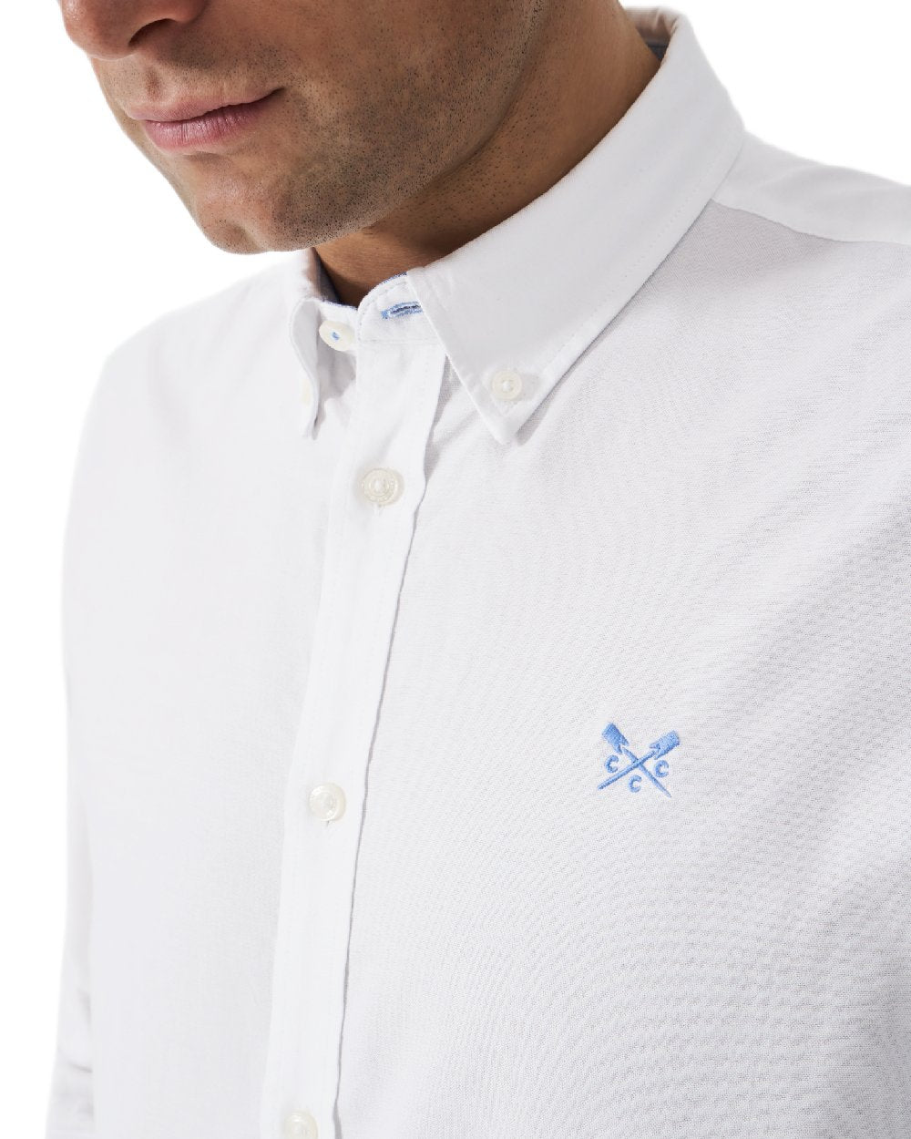 Heritage White Coloured Crew Clothing Mens Crew Classic Fit Oxford Shirt on white background 