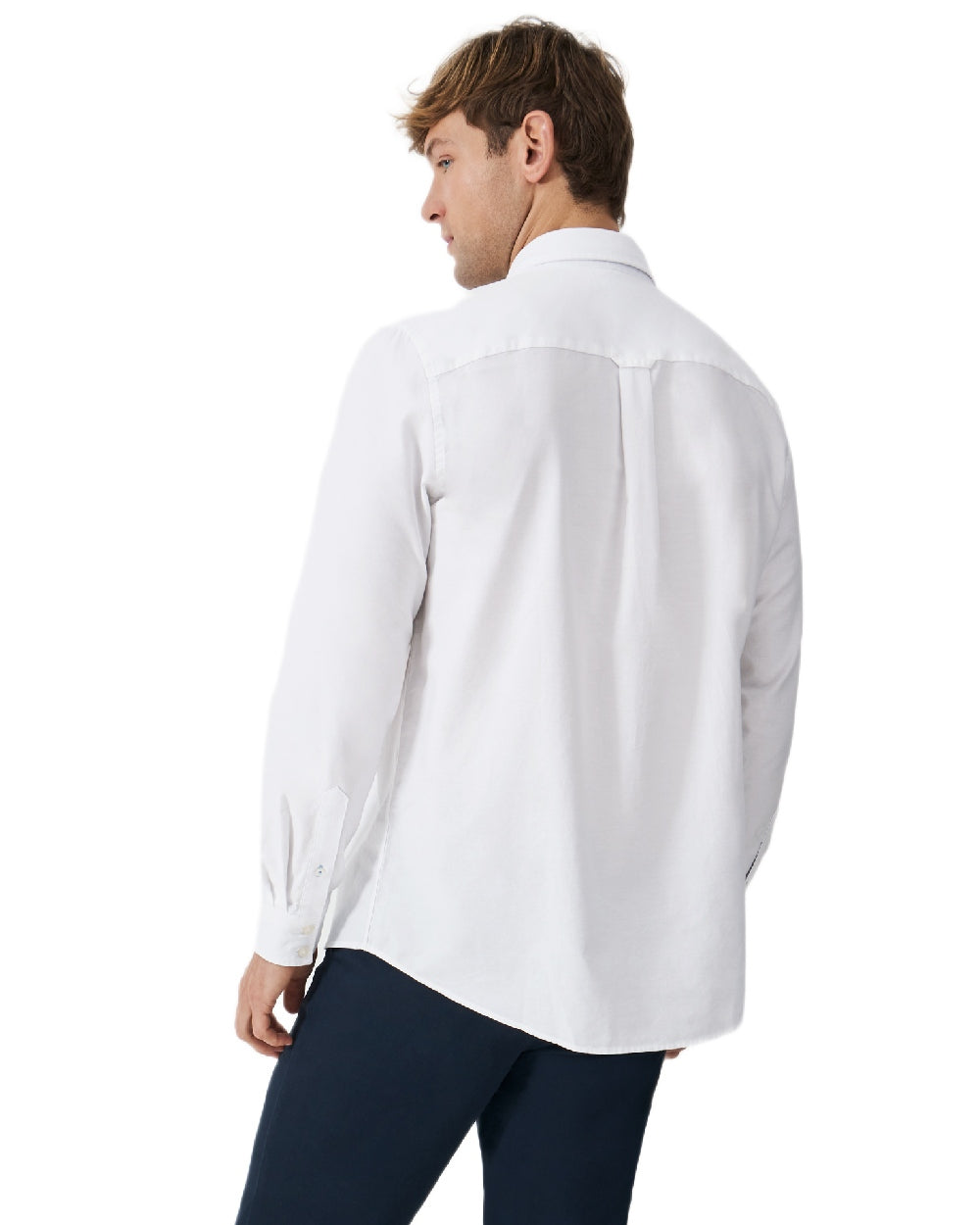 Heritage White Coloured Crew Clothing Mens Crew Classic Fit Oxford Shirt on white background 