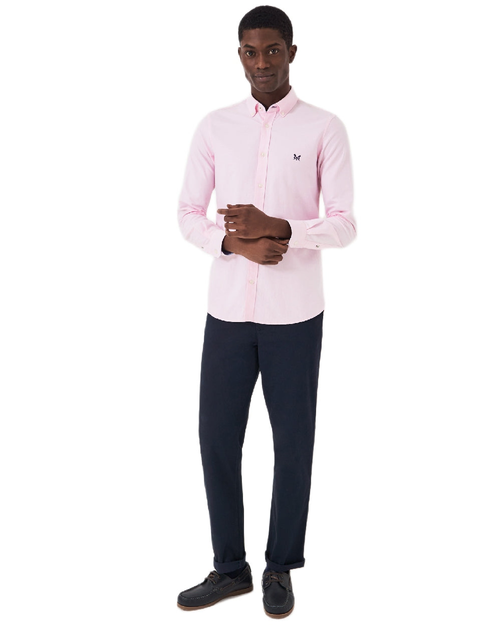 Heritage Classic Pink Heritage White Coloured Crew Clothing Mens Crew Slim Fit Oxford Shirt on white background 