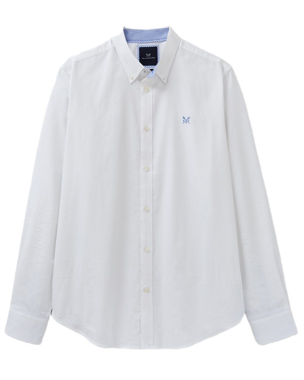 Heritage White Coloured Crew Clothing Mens Crew Slim Fit Oxford Shirt on white background 