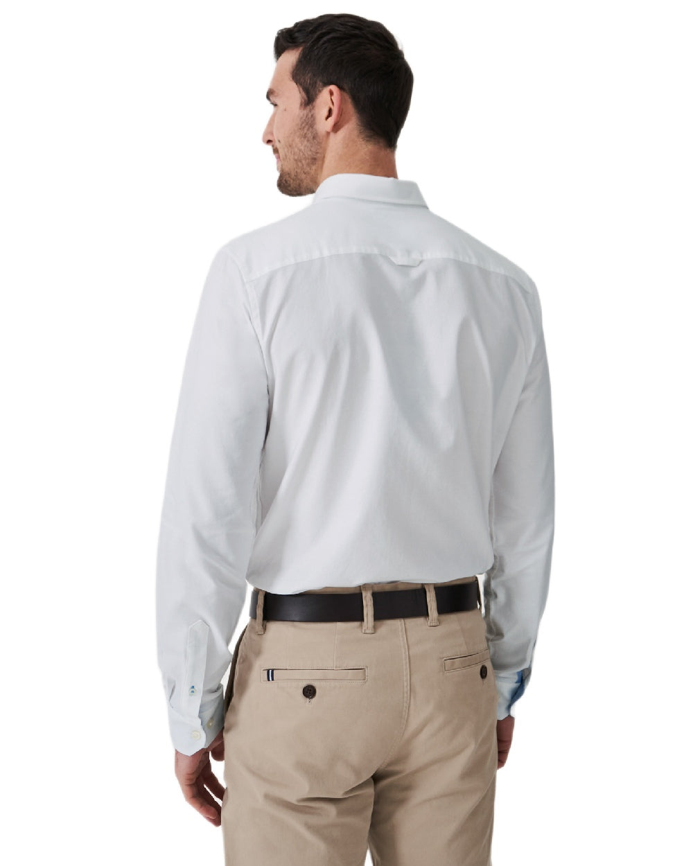 Heritage White Coloured Crew Clothing Mens Crew Slim Fit Oxford Shirt on white background 