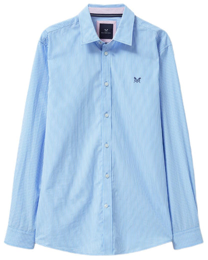 Heritage Sky Blue Coloured Crew Clothing Mens Micro Stripe Classic Shirt on white background 