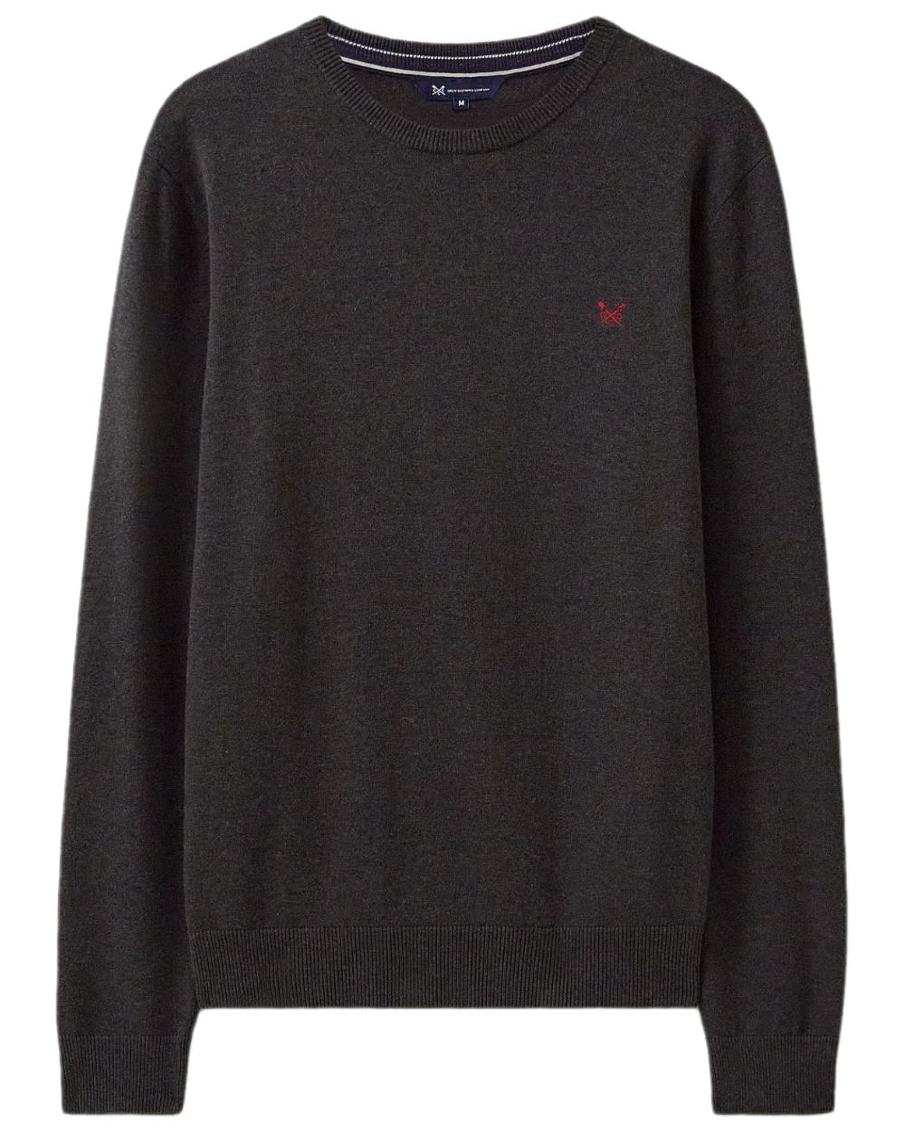 Charcoal Marl Coloured Crew Clothing Mens Organic Cotton Crew Neck Jumper on white background 