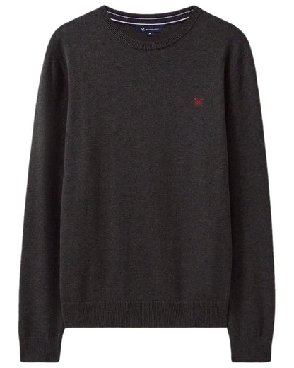Charcoal Marl Coloured Crew Clothing Mens Organic Cotton Crew Neck Jumper on white background 