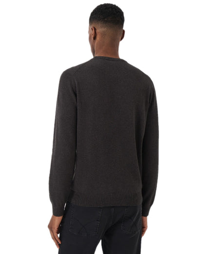Charcoal Marl Coloured Crew Clothing Mens Organic Cotton Crew Neck Jumper on white background 