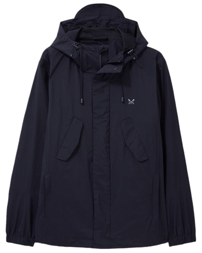 Heritage Dark Navy Coloured Crew Clothing Mens Salisbury Waterproof Jacket on white background 