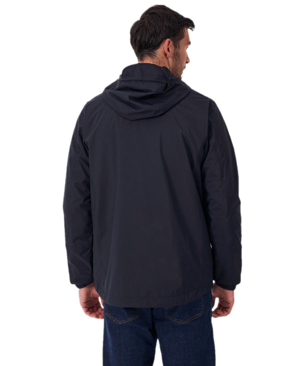 Heritage Dark Navy Coloured Crew Clothing Mens Salisbury Waterproof Jacket on white background 