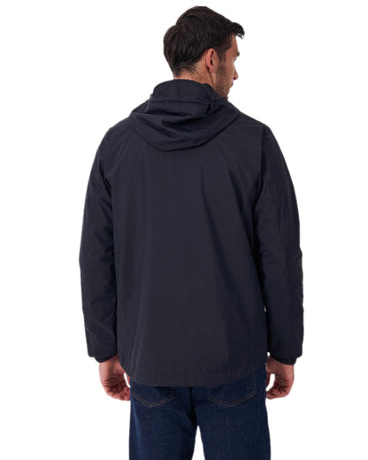 Heritage Dark Navy Coloured Crew Clothing Mens Salisbury Waterproof Jacket on white background 