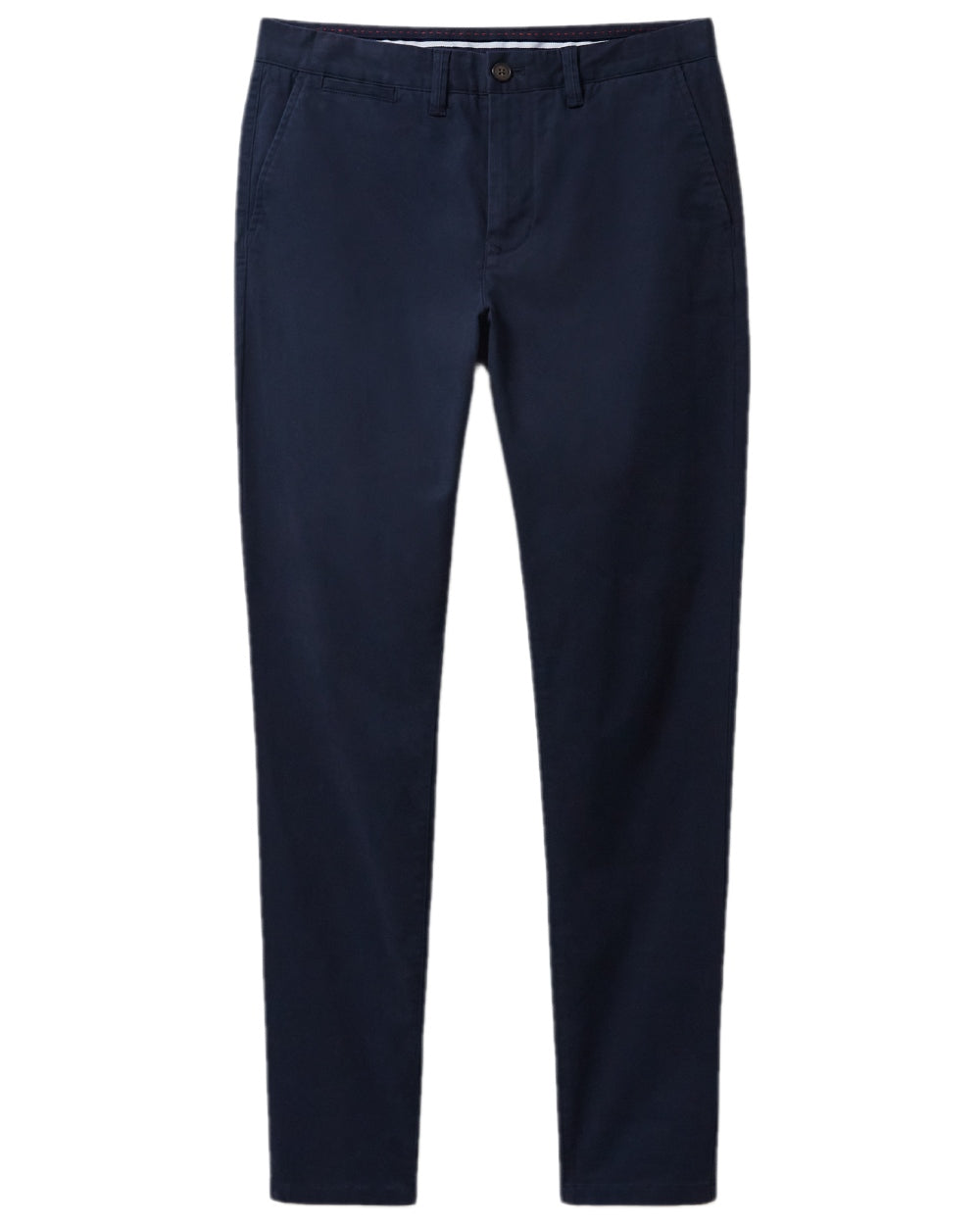 Heritage Dark Navy Coloured Crew Clothing Mens Slim Chino Trousers on white background 
