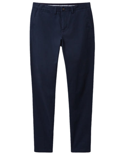 Heritage Dark Navy Coloured Crew Clothing Mens Slim Chino Trousers on white background 