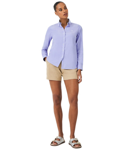 Blue Coloured Crew Clothing Womens Bracken Oxford Shirt on white background 