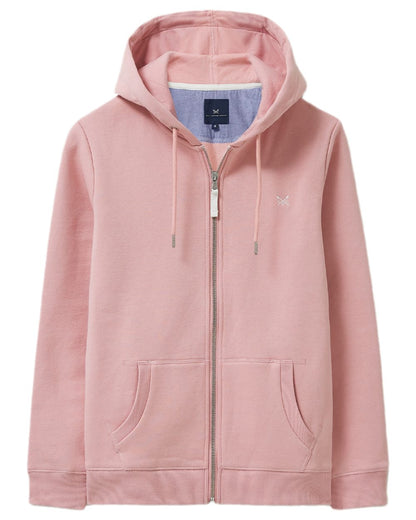 Palepink Coloured Crew Clothing Womens Heritage Zip Through Hoodie on white background 