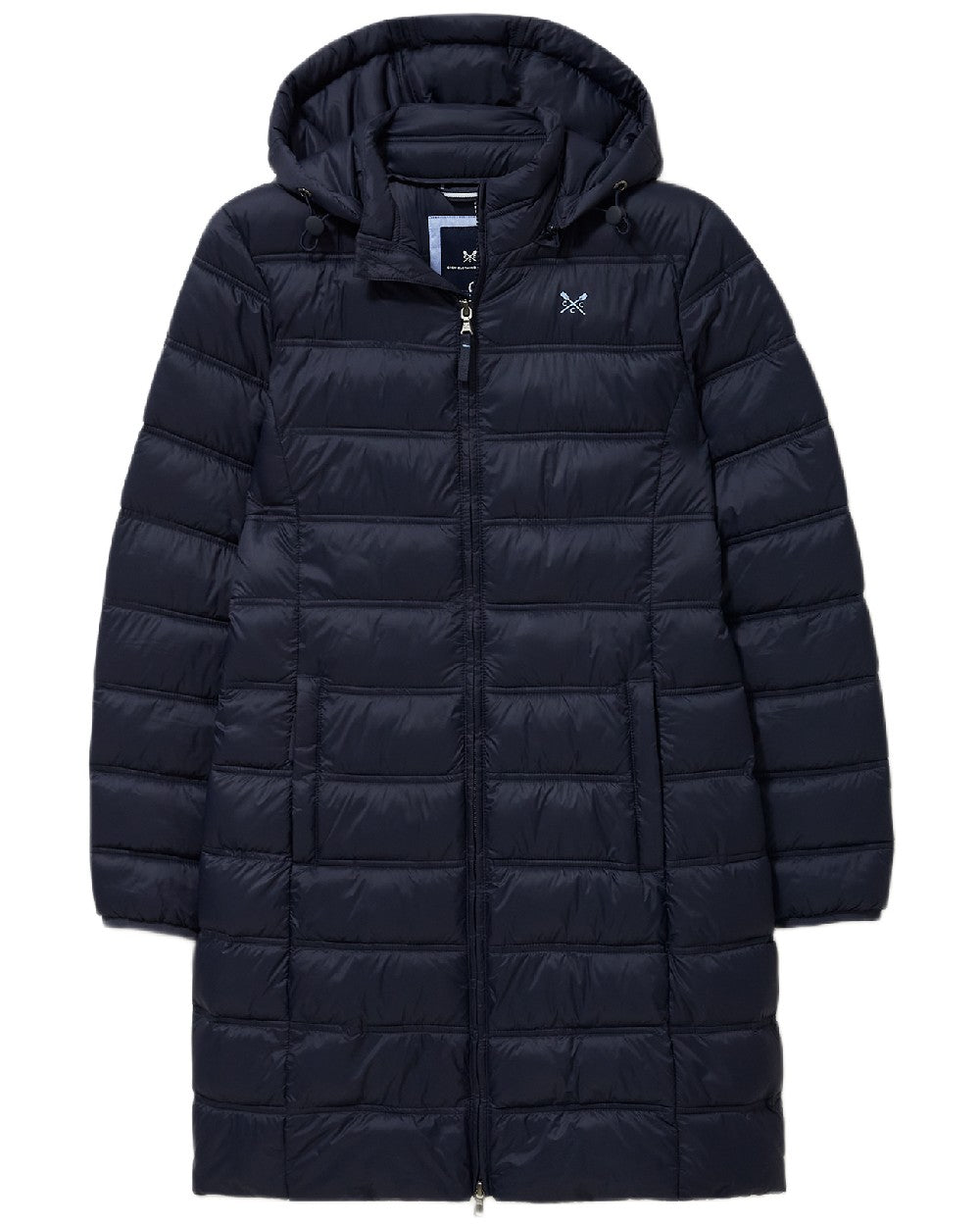 Dark Navy Coloured Crew Clothing Womens Lightweight Padded Coat on white background 