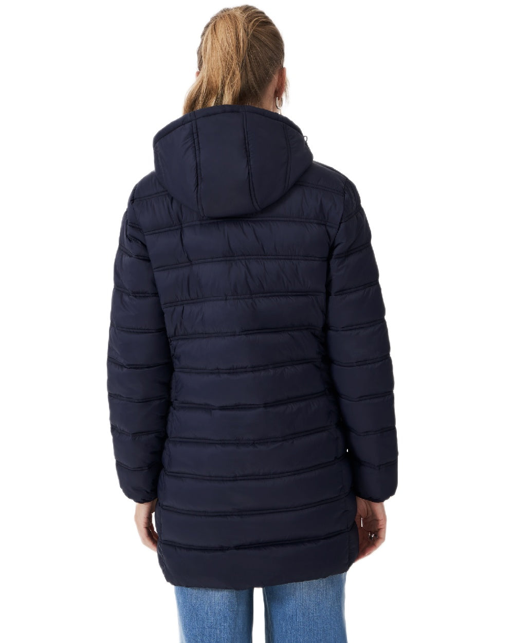 Dark Navy Coloured Crew Clothing Womens Lightweight Padded Coat on white background 