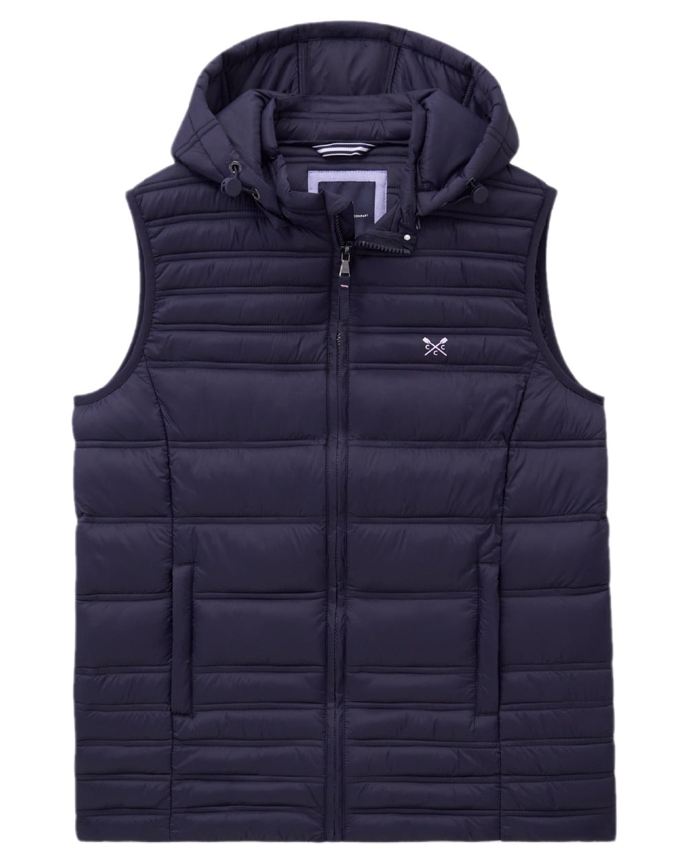 Dark Navy Coloured Crew Clothing Womens Lightweight Padded Gilet on white background 