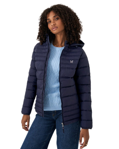 Navy Coloured Crew Clothing Womens Lightweight Padded Jacket on white background 
