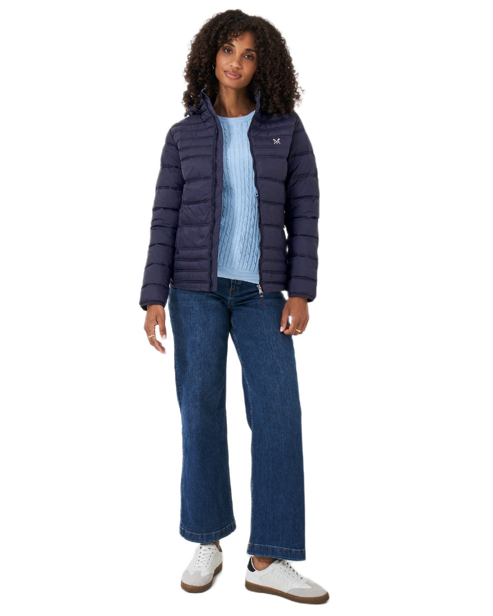 Navy Coloured Crew Clothing Womens Lightweight Padded Jacket on white background 