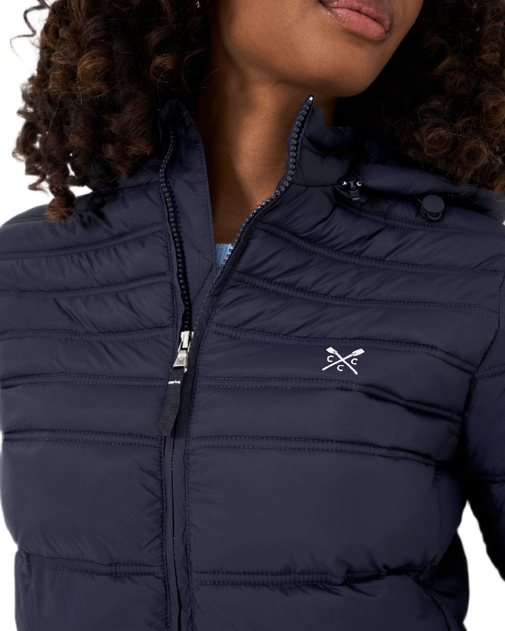 Navy Coloured Crew Clothing Womens Lightweight Padded Jacket on white background 