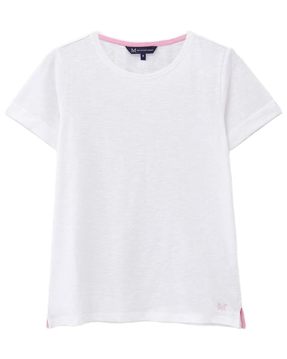 White coloured Crew Clothing Womens Perfect Slub Crew Neck T-Shirt on white background 