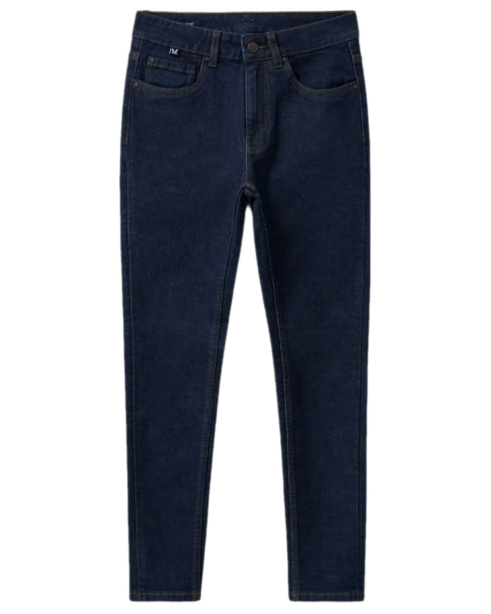 Dark Wash Coloured Crew Clothing Womens Skinny Jeans on white background 