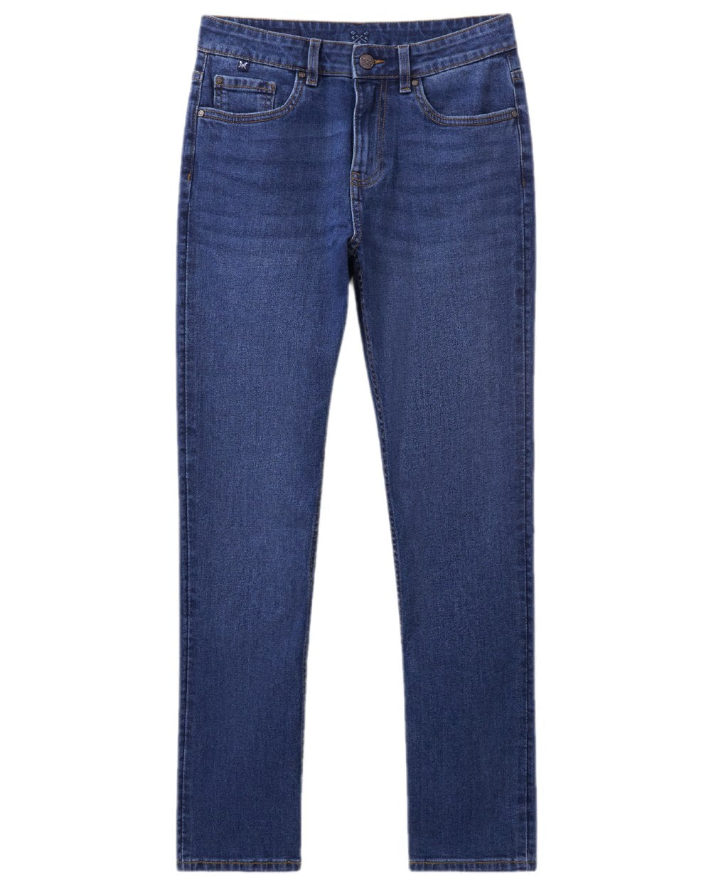 Mid Wash Coloured Crew Clothing Womens Straight Fit Jeans on white background 