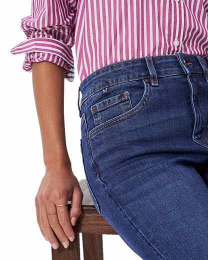 Mid Wash Coloured Crew Clothing Womens Straight Fit Jeans on white background 