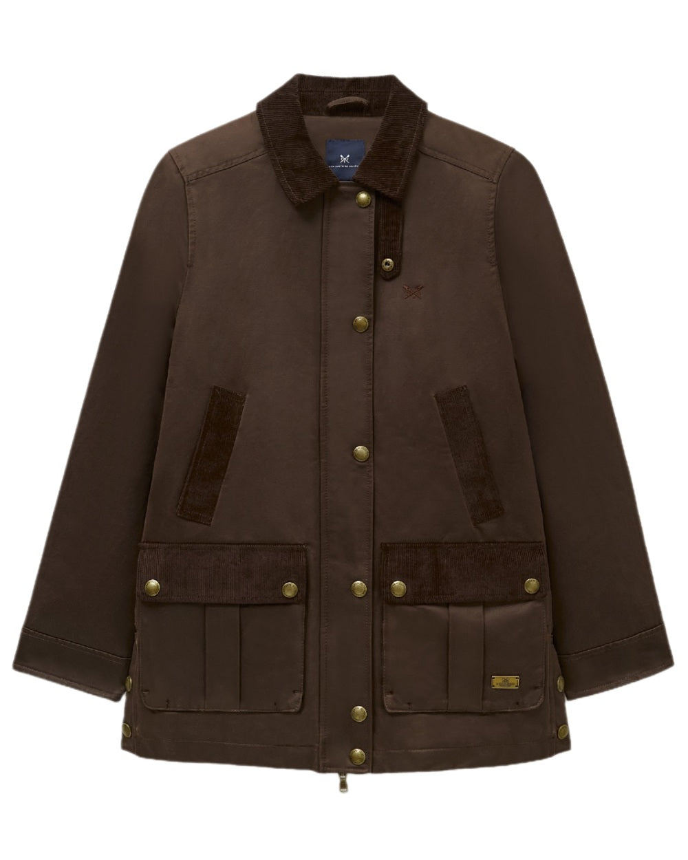 Brown Coloured Crew Clothing Womens Wax Jacket on white background 