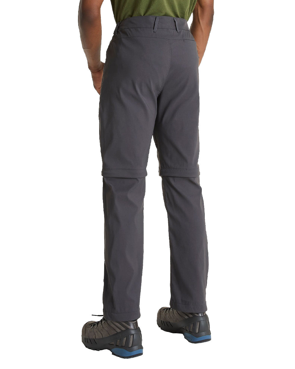 Dark Lead Coloured Craghoppers Mens Kiwi Pro II Convertible Trousers On A White Background 