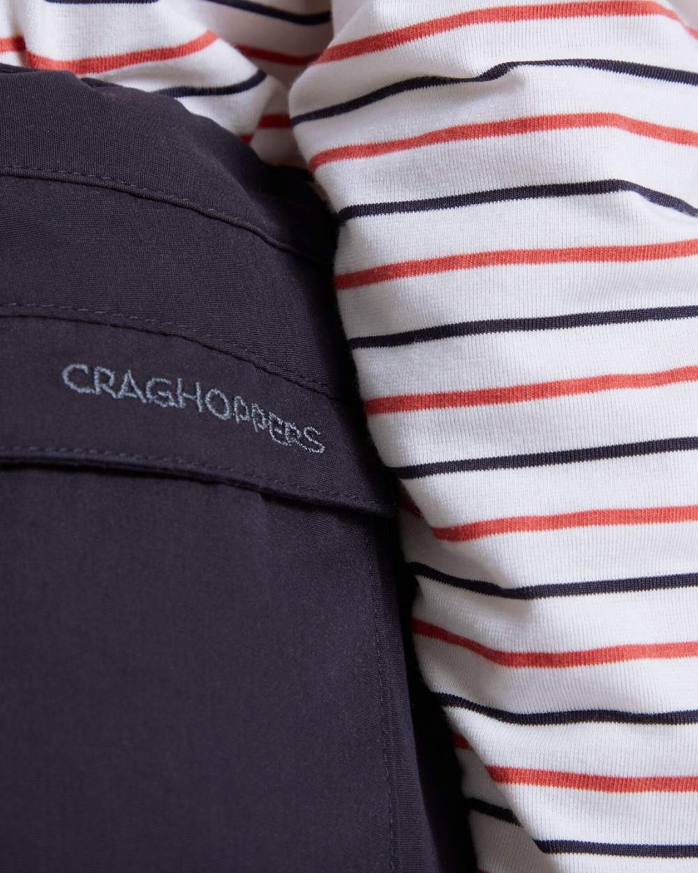 Dark Navy Coloured Craghoppers Childrens Kiwi II Trousers On A White Background 