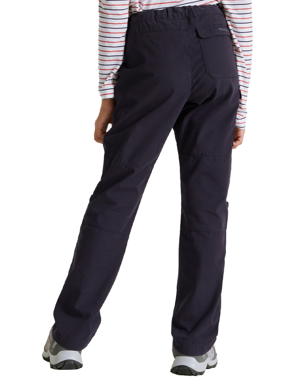 Dark Navy Coloured Craghoppers Childrens Kiwi II Trousers On A White Background 