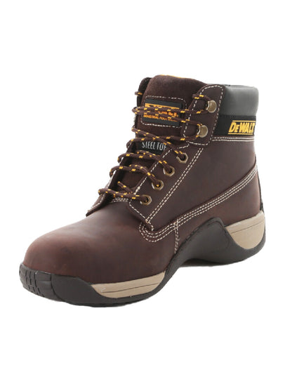 Brown Coloured DeWalt Apprentice Nubuck Safety Hiker Boots on white background 
