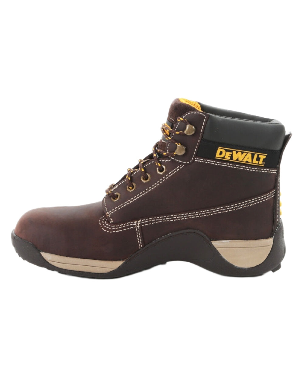 Brown Coloured DeWalt Apprentice Nubuck Safety Hiker Boots on white background 