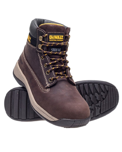 Brown Coloured DeWalt Apprentice Nubuck Safety Hiker Boots on white background 