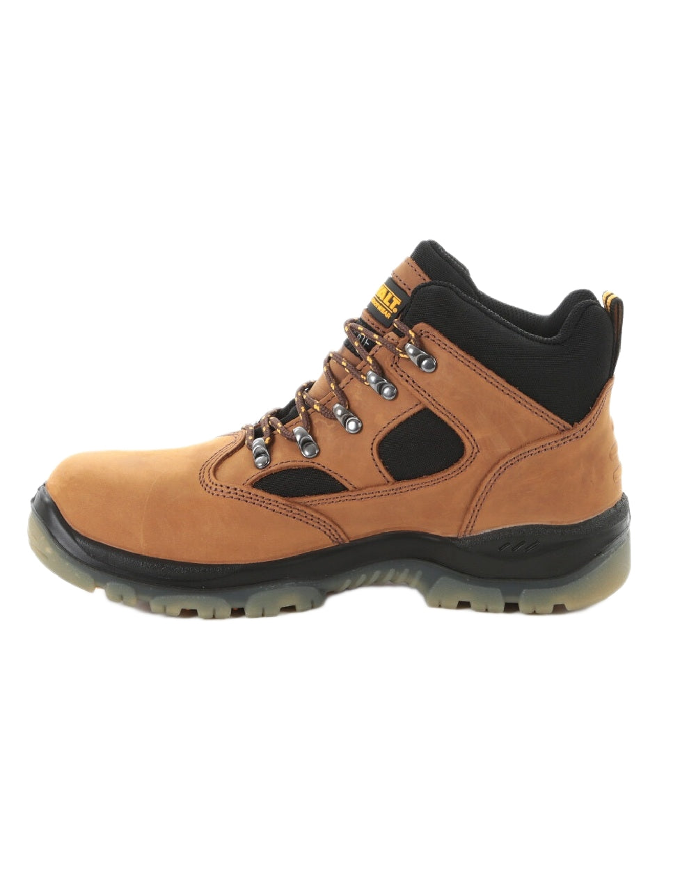 Brown Coloured DeWalt Challenger Waterproof Safety Hiker Boots on white background 