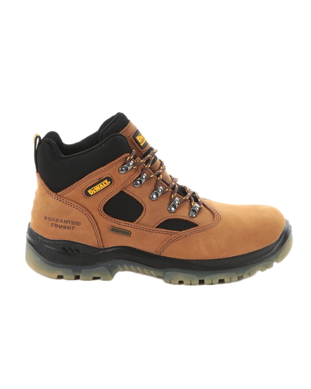 Brown Coloured DeWalt Challenger Waterproof Safety Hiker Boots on white background 