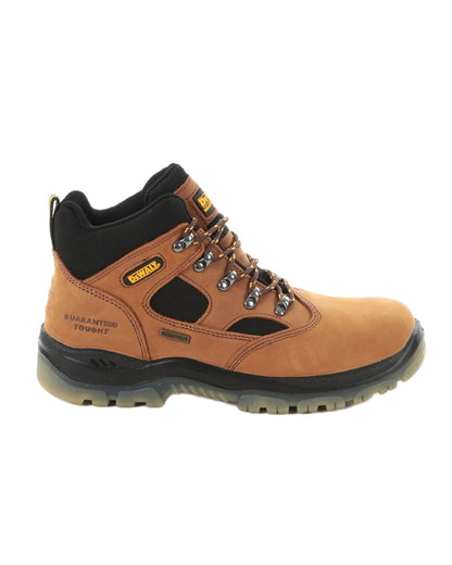 Brown Coloured DeWalt Challenger Waterproof Safety Hiker Boots on white background 