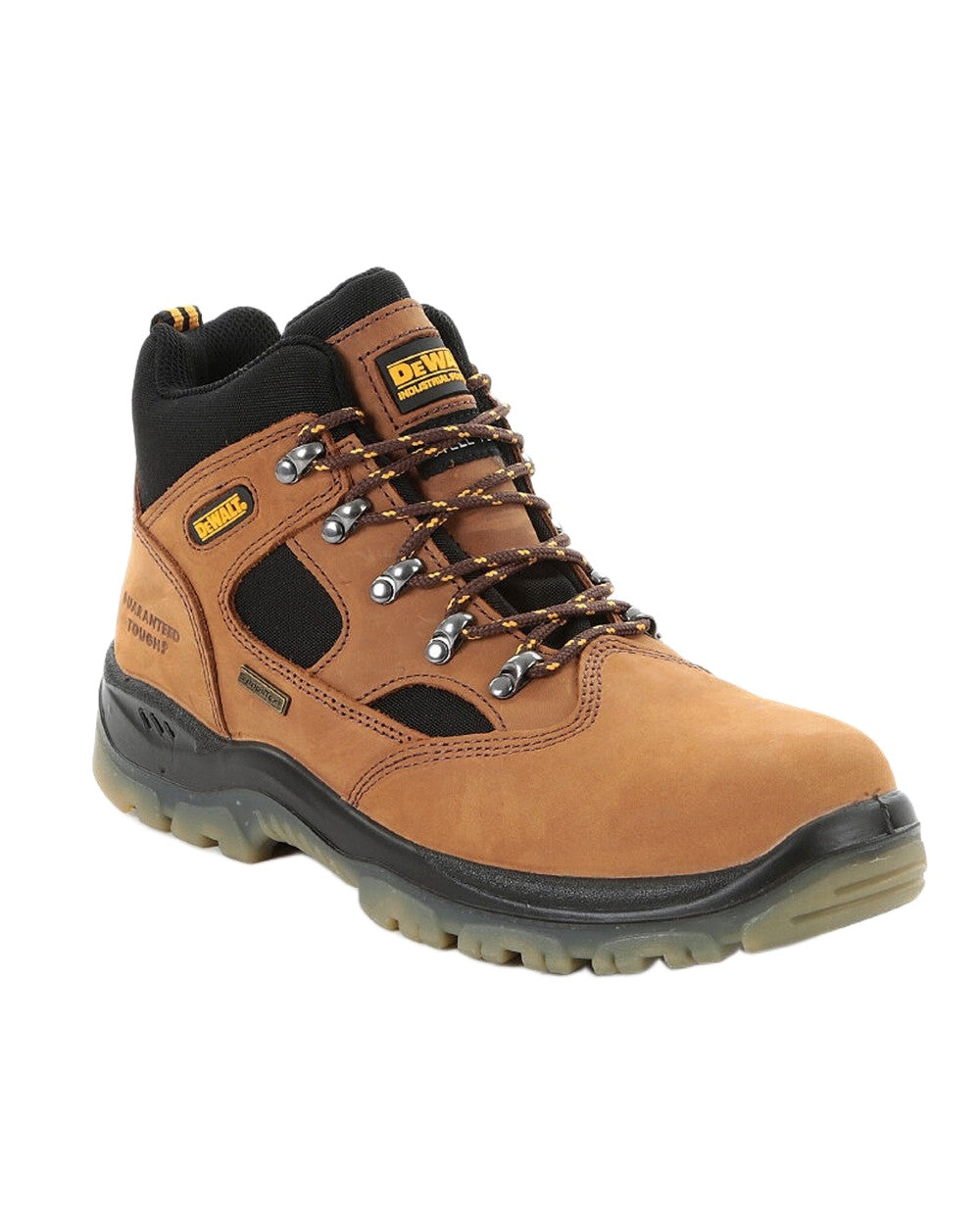 Brown Coloured DeWalt Challenger Waterproof Safety Hiker Boots on white background 