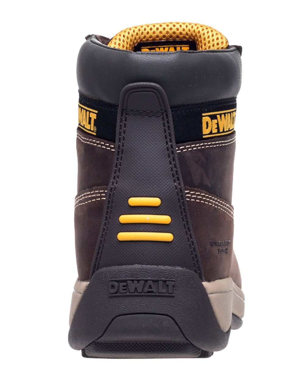 Brown Coloured DeWalt Hammer Non-Metallic Safety Boot on white background 