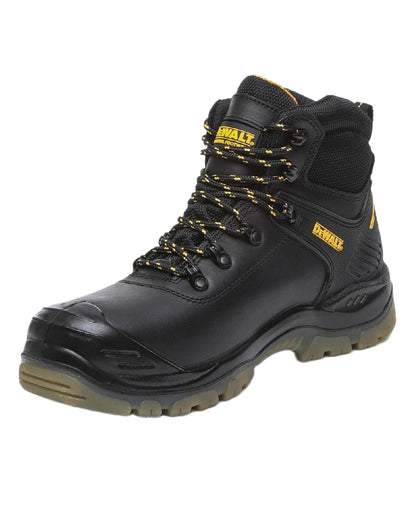Black Coloured DeWalt Newark Waterproof Safety Hiker Boots on white background 