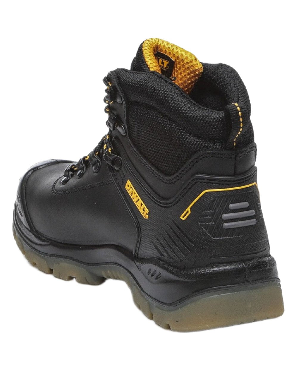 Black Coloured DeWalt Newark Waterproof Safety Hiker Boots on white background 