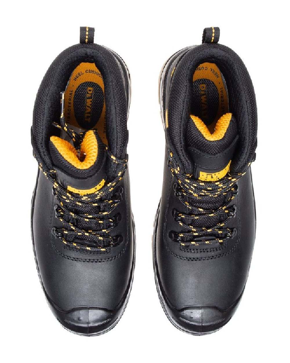 Black Coloured DeWalt Newark Waterproof Safety Hiker Boots on white background 