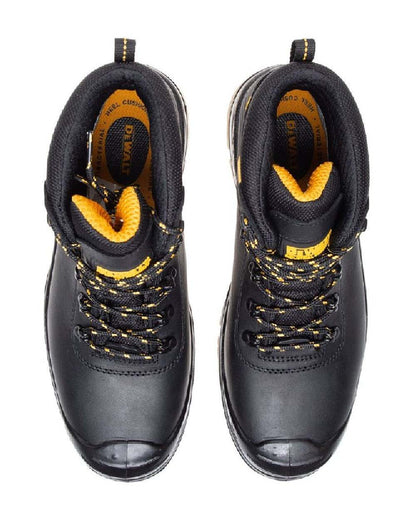 Black Coloured DeWalt Newark Waterproof Safety Hiker Boots on white background 