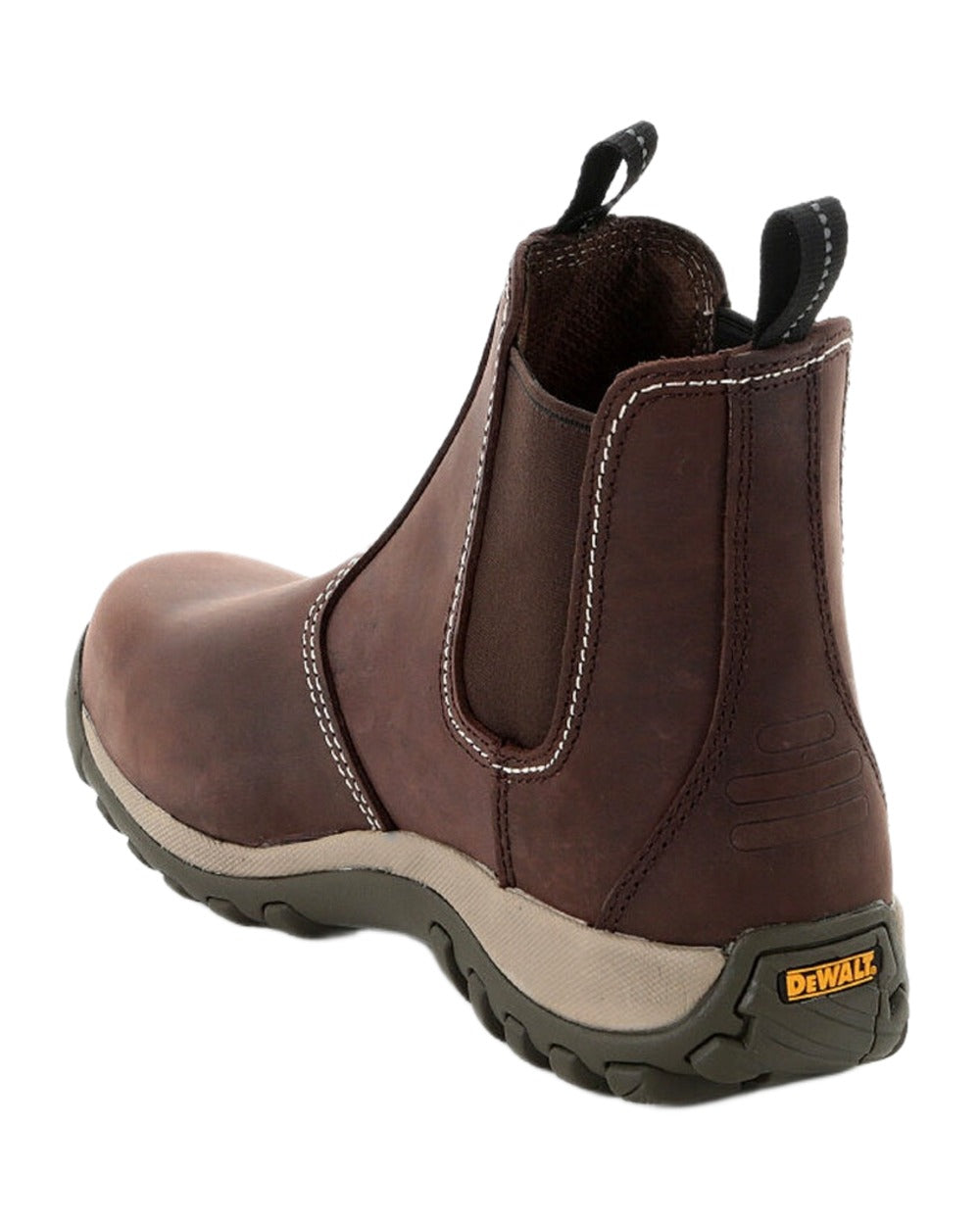 Brown Coloured DeWalt Radial Leather Safety Dealer Boots on white background 