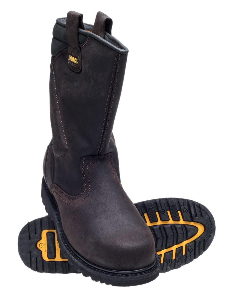 Brown Coloured DeWalt Rigger Safety Boots on white background 