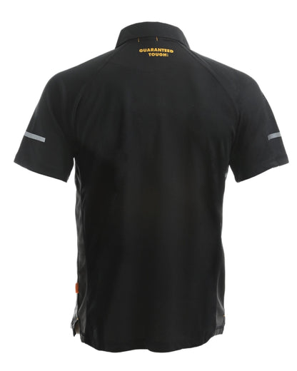Black Coloured DeWalt Rutland Performance Polo Shirt on white background 