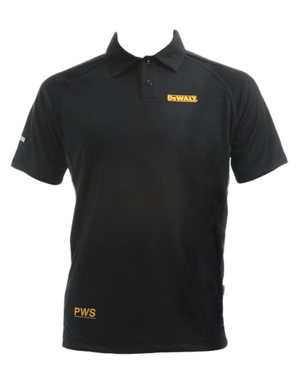 Black Coloured DeWalt Rutland Performance Polo Shirt on white background 