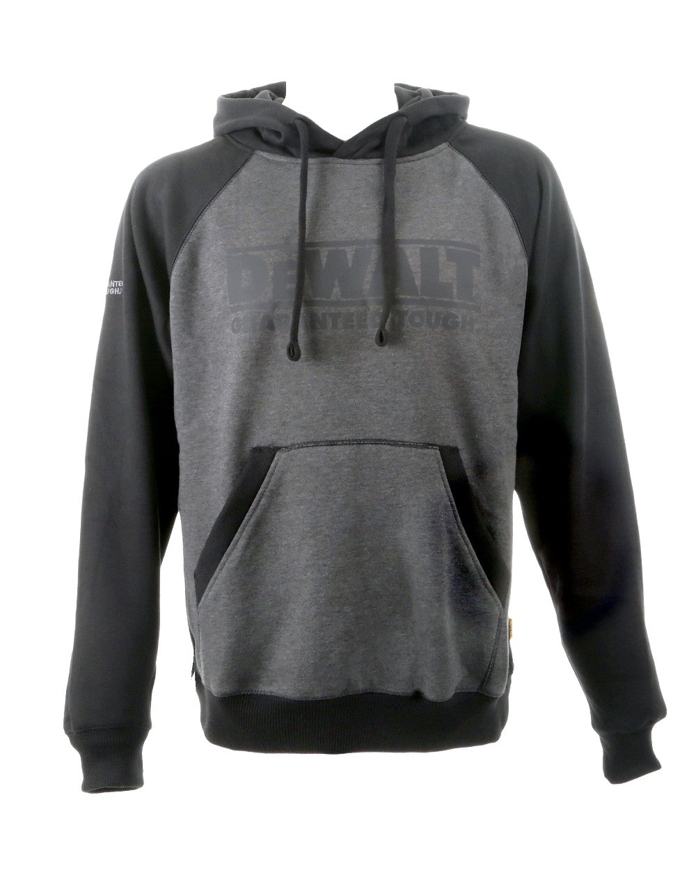 Grey Black Coloured DeWalt Stratford Hooded Sweatshirt on white background 